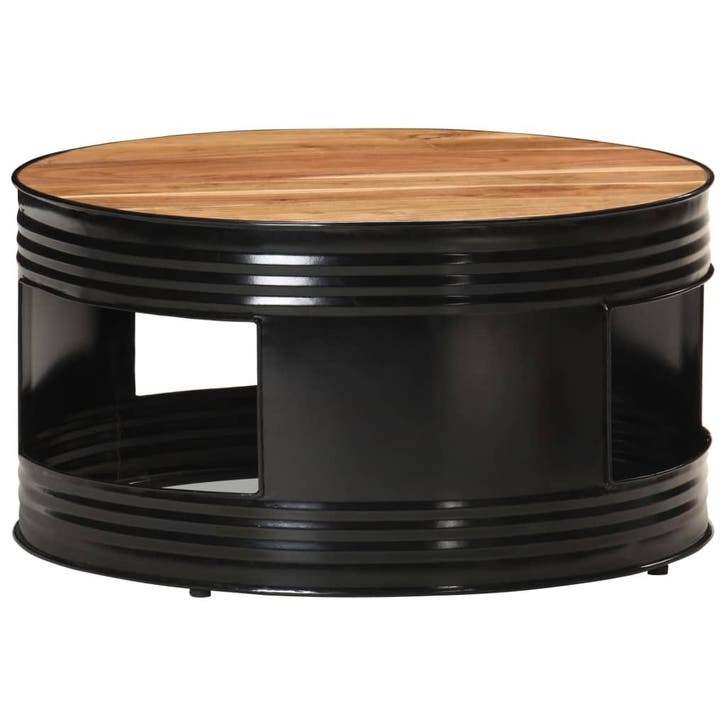 vidaXL Salontafel 68x68x36 cm massief acaciahout zwart, Maison & Meubles, Tables | Tables de salon, Envoi