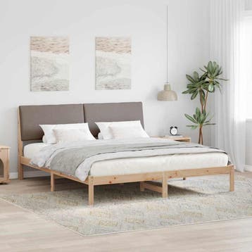 vidaXL Bedframe Bruin en taupe 200 x 200 cm Massief, Maison & Meubles, Chambre à coucher | Lits, Verzenden