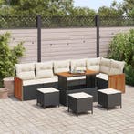 vidaXL Tuinbank Set met kussen 10 pcs Zwart en Crème, Tuin en Terras, Verzenden, Nieuw