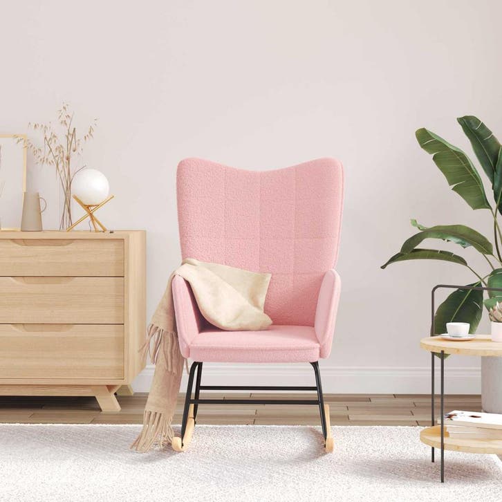 vidaXL Schommelstoel Roze Sherpa Stof, Maison & Meubles, Fauteuils, Envoi