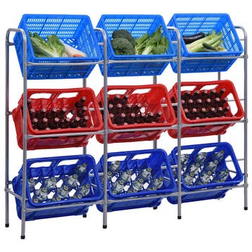 vidaXL Opbergrek voor 9 kratten 145x33x116 staal, Maison & Meubles, Armoires | Étagères, Verzenden