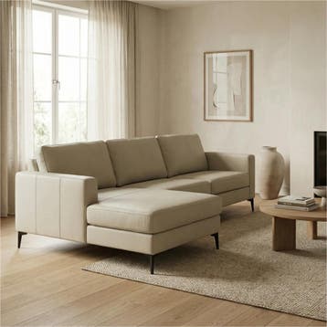 Leren hoekbank Match - 2.5 zits + longchair, Ophalen of Verzenden