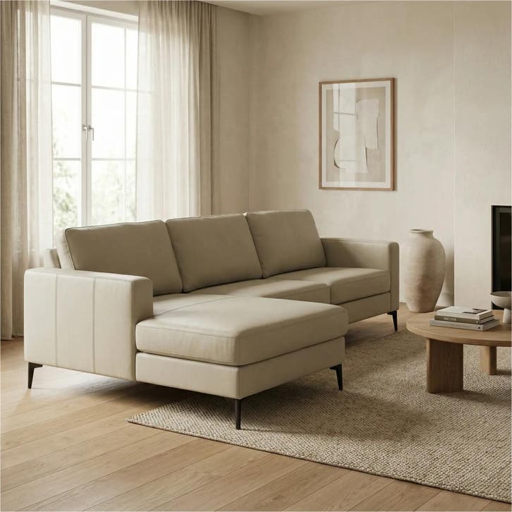 Leren hoekbank Match - 2.5 zits + longchair, Maison & Meubles, Canapés | Salons, Enlèvement ou Envoi