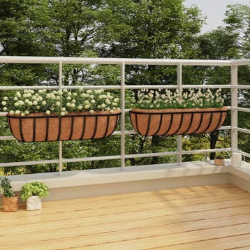 vidaXL Wandbakken 2 st met kokosvezel 76x21x16 cm staal, Verzenden, Nieuw