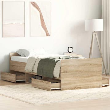 vidaXL Bedframe met hoofd- en voeteneinde sonoma eikenkleur, Verzenden, Nieuw