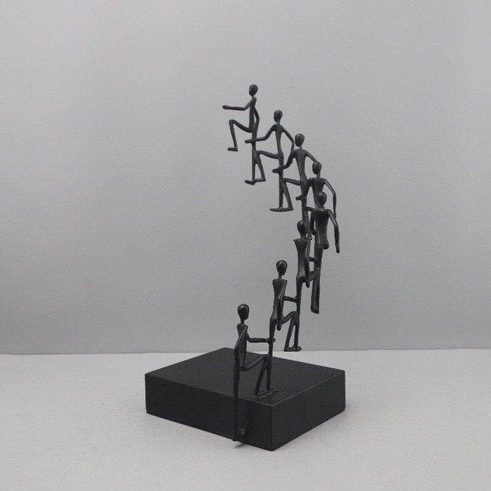 sculptuur, Climbing step by step - 39 cm - Metaal, Antiquités & Art, Curiosités & Brocante