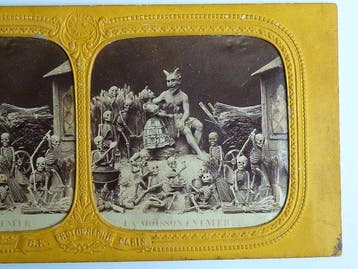 Diablerie tissue stereoview - La Moisson en Enfer