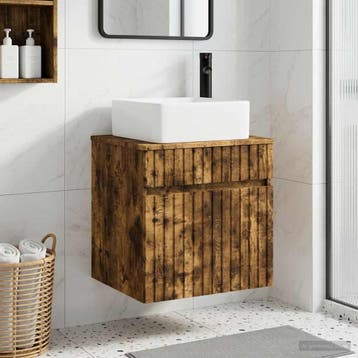 vidaXL Wandgemonteerde wastafelmeubel Gerookt eiken 49 x 41, Verzenden, Nieuw