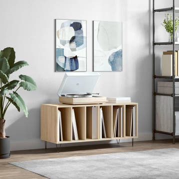 vidaXL Platenkast 100x38x48 cm bewerkt hout sonoma, Huis en Inrichting, Woonaccessoires | Cd- en Dvd-rekken, Verzenden, Nieuw