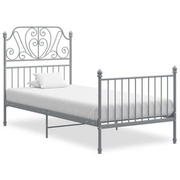 vidaXL Bedframe metaal grijs 90x200 cm, Huis en Inrichting, Slaapkamer | Bedden, Verzenden, Nieuw