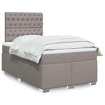 vidaXL Boxspring met matras stof taupe 120x190 cm, Verzenden
