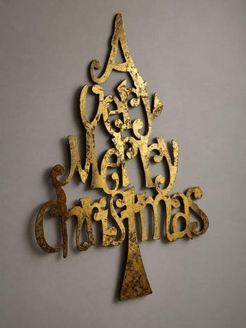 Reliëf, Grote metalen wanddecoratie in kerstboom vorm– “A