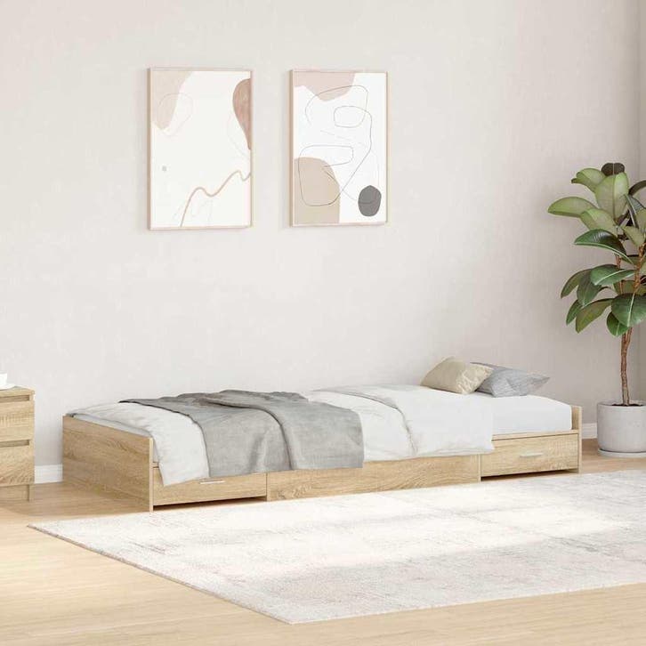 vidaXL Bedframe met hoofdeinde Sonoma Eik 90 x 190 cm, Huis en Inrichting, Slaapkamer | Bedden, Nieuw, Verzenden