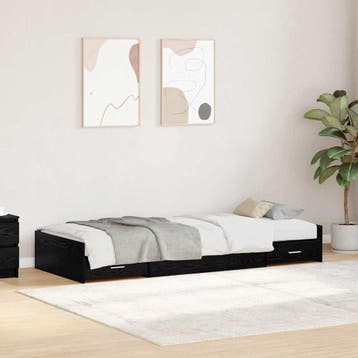 vidaXL Bedframe met hoofdeinde Zwart Eiken 80 x 200 cm, Verzenden