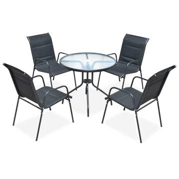 vidaXL 5-delige Tuinset staal zwart, Verzenden, Tuinset
