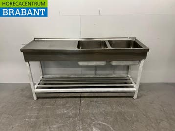 RVS Spoeltafel Dubbele Spoelbakken 178 x 55 x 91,5 cm Horeca, Ophalen of Verzenden, Nieuw in verpakking