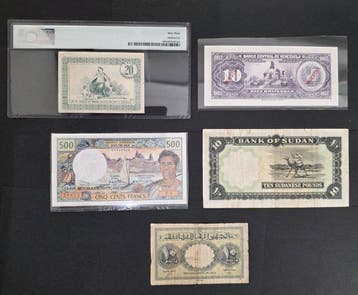 Wereld. - 5 Banknotes - Various Dates (Zonder minimumprijs)