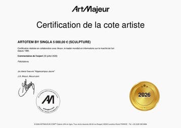 Artotem by Singla - sculptuur, Coquelicot jaune et orange -