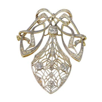 Hanger - 18 karaat Geel goud, Platina - 1.00ct. tw. Diamant