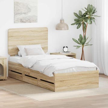 vidaXL Bedframe met lade Sonoma Eik 75 x 190 cm, Verzenden, Nieuw