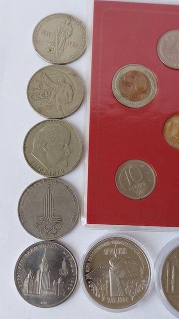 Rusland, Sovjet-Unie (USSR) 1 Ruble/3 Rubles/5 Rubles, Postzegels en Munten