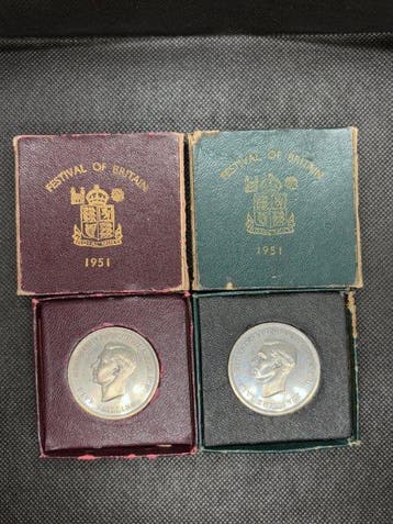 Verenigd Koninkrijk. George VI. 5 Shilling 1951 Set box of 2