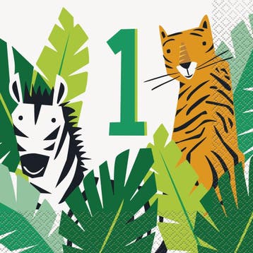 Dieren Servetten Safari 1 Jaar 33cm 16st, Hobby en Vrije tijd, Verzenden, Nieuw