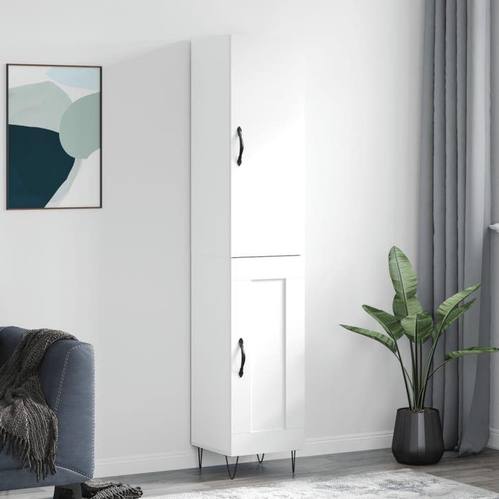 vidaXL Hoge kast 34,5x34x180 cm bewerkt hout wit, Huis en Inrichting, Kasten | Dressoirs, Nieuw, Verzenden