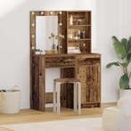 vidaXL Dressing tafel set met LED met lade 2 pcs Oudhout, Huis en Inrichting, Verzenden, Nieuw