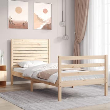 vidaXL Bedframe met hoofdbord massief hout, Verzenden, Nieuw