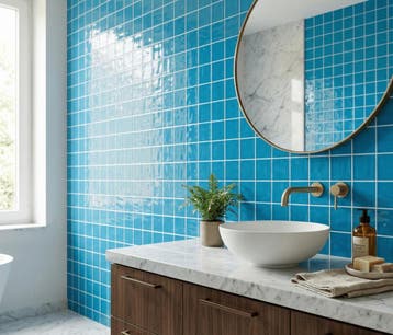 Wandtegel Handvorm Geo Twist Blauw Glans 10x10 (Muurtegels), Nieuw, Minder dan 20 cm, 10 m² of meer, Wandtegels
