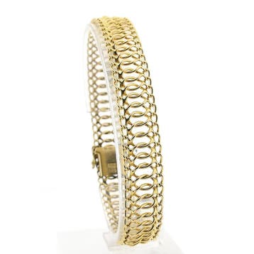 Vintage gouden fantasie schakelarmband | 20,5 cm, Handtassen en Accessoires, Armbanden, Ophalen of Verzenden, Gebruikt, Goud, Goud