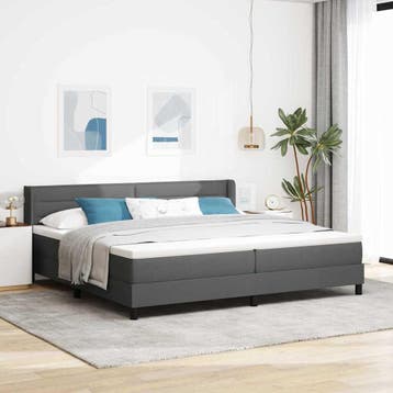vidaXL Boxspring bed met hoofdeinde Donkergrijs 200 x 200 cm, Verzenden, Nieuw