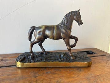 Beeld, Paard - 20 cm - Verguld brons