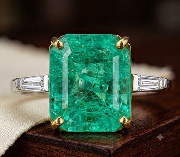 Ring - 18 karaat Geel goud, Witgoud - 3.51ct. tw. Smaragd -, Nieuw