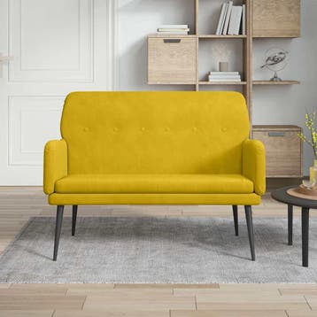 vidaXL Bankje 108x79x79 cm fluweel geel, Verzenden