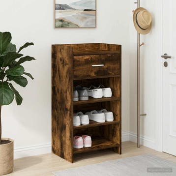 vidaXL Schoenenkast Gerookt eiken 48 x 36 x 92 cm Bewerkt, Verzenden