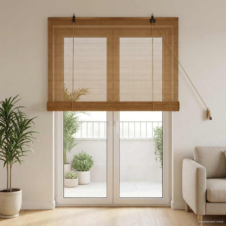 vidaXL Rolgordijn Bruin 80 x 220 cm Bamboe, Huis en Inrichting, Stoffering | Gordijnen en Lamellen, Nieuw, Verzenden