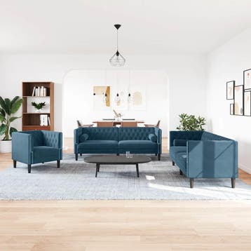 vidaXL 3-delige Loungeset Chesterfield met bolsters fluweel, Huis en Inrichting, Zetels | Zetels, Verzenden, Nieuw
