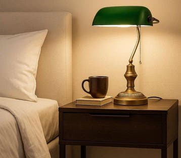 Bankierslamp - Verguld messing - bankier, Antiek en Kunst