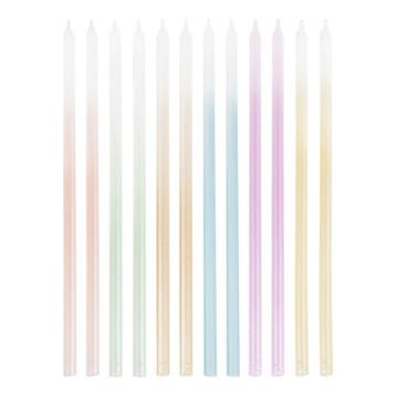 Gekleurde Kaarsen Pastel 18cm 12st, Verzenden