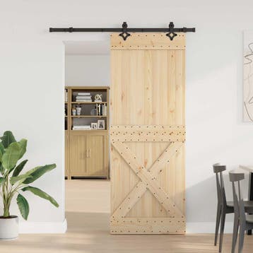 vidaXL Schuifdeur NARVIK Naturel en Zwart 85 x 210 cm (152,5, Verzenden, Nieuw