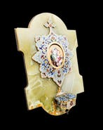 Antiek Wijwatervat - Grand Benitier : Onyx et émail, Antiek en Kunst