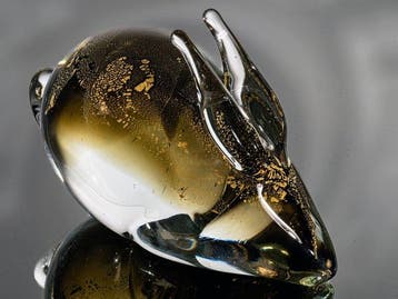 Murano - Bocal - Lapin stylisé avec des particules dor en