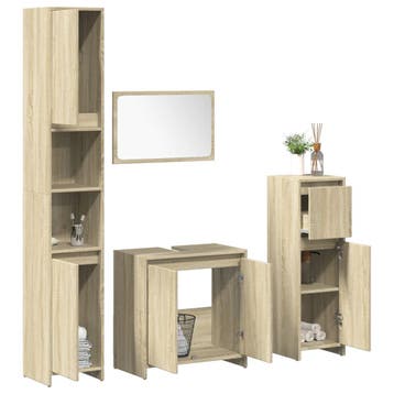 vidaXL 4-delige Badkamermeubelset bewerkt hout sonoma, Verzenden