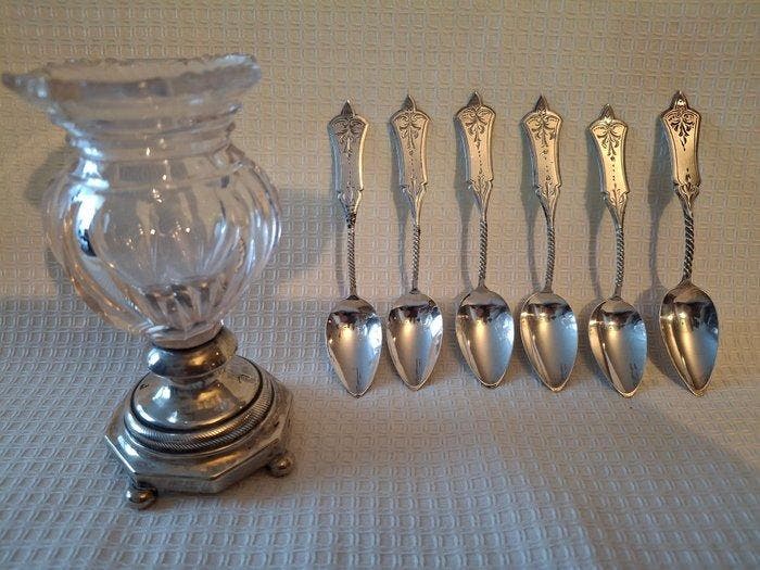 Lepel (7) - Zes Zilveren lepels, periode 1920 toegevoegd een, Antiquités & Art, Antiquités | Argent & Or