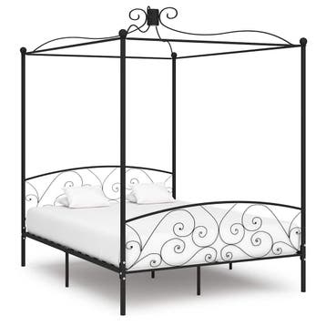 vidaXL Hemelbedframe metaal zwart 180x200 cm, Verzenden, Nieuw