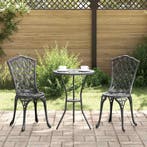 vidaXL Tuin Bistro Set 3 pcs Zwart Aluminium, Tuin en Terras, Verzenden, Nieuw