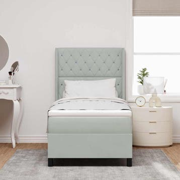 vidaXL Boxspring bed met matras Lichtgrijs 90 x 190 cm, Verzenden