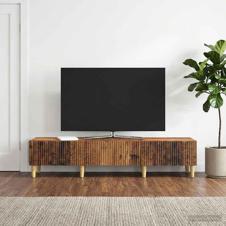 vidaXL TV Kast met lade Oud hout 147 x 34,5 x 30 cm Bewerkt, Huis en Inrichting, Kasten |Televisiemeubels, Nieuw, Verzenden